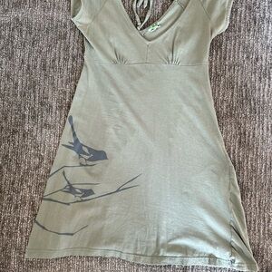Green Dress with Bird Design